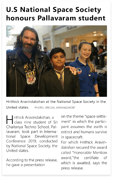 A newspaper feature on one of our students in The Hindu, 23 June 2019.